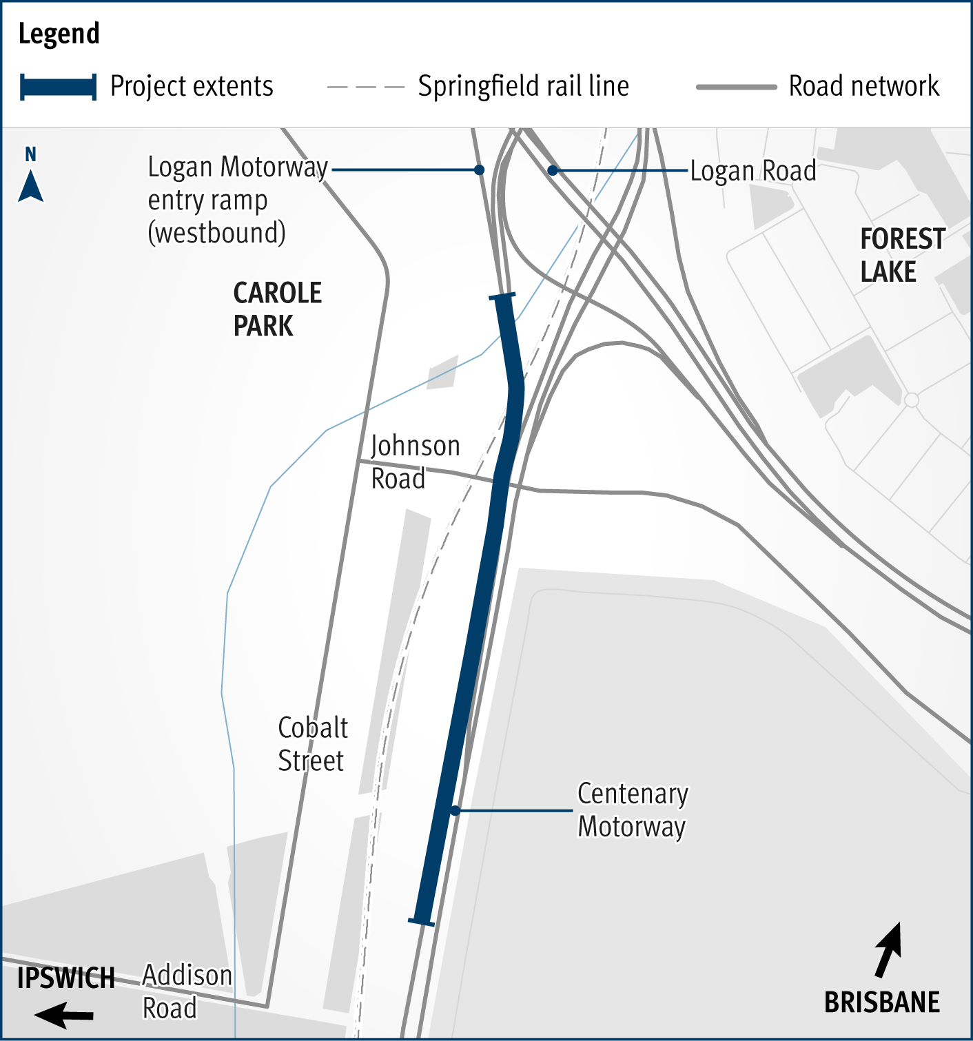 Centenary Motorway and Logan Motorway Interchange project location map